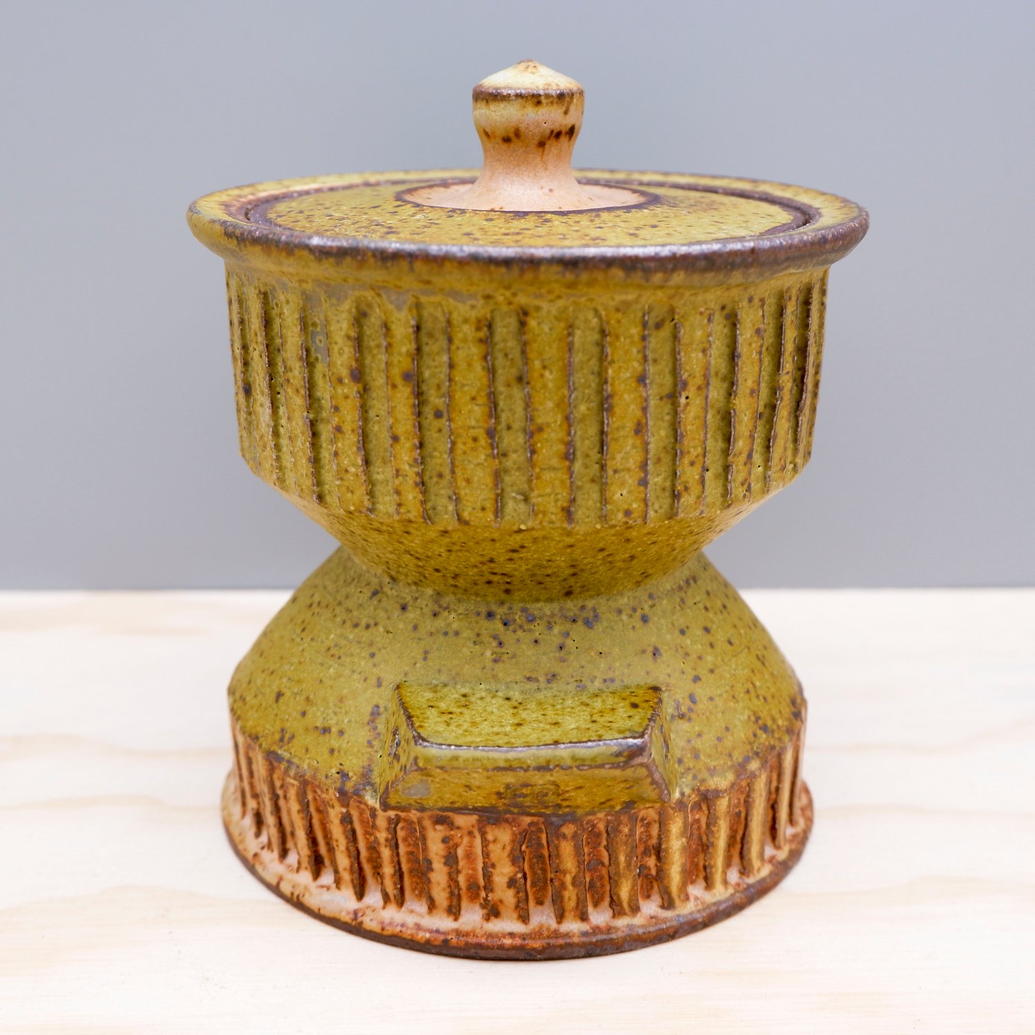 Image of Soda Fired Pedestal Jar 