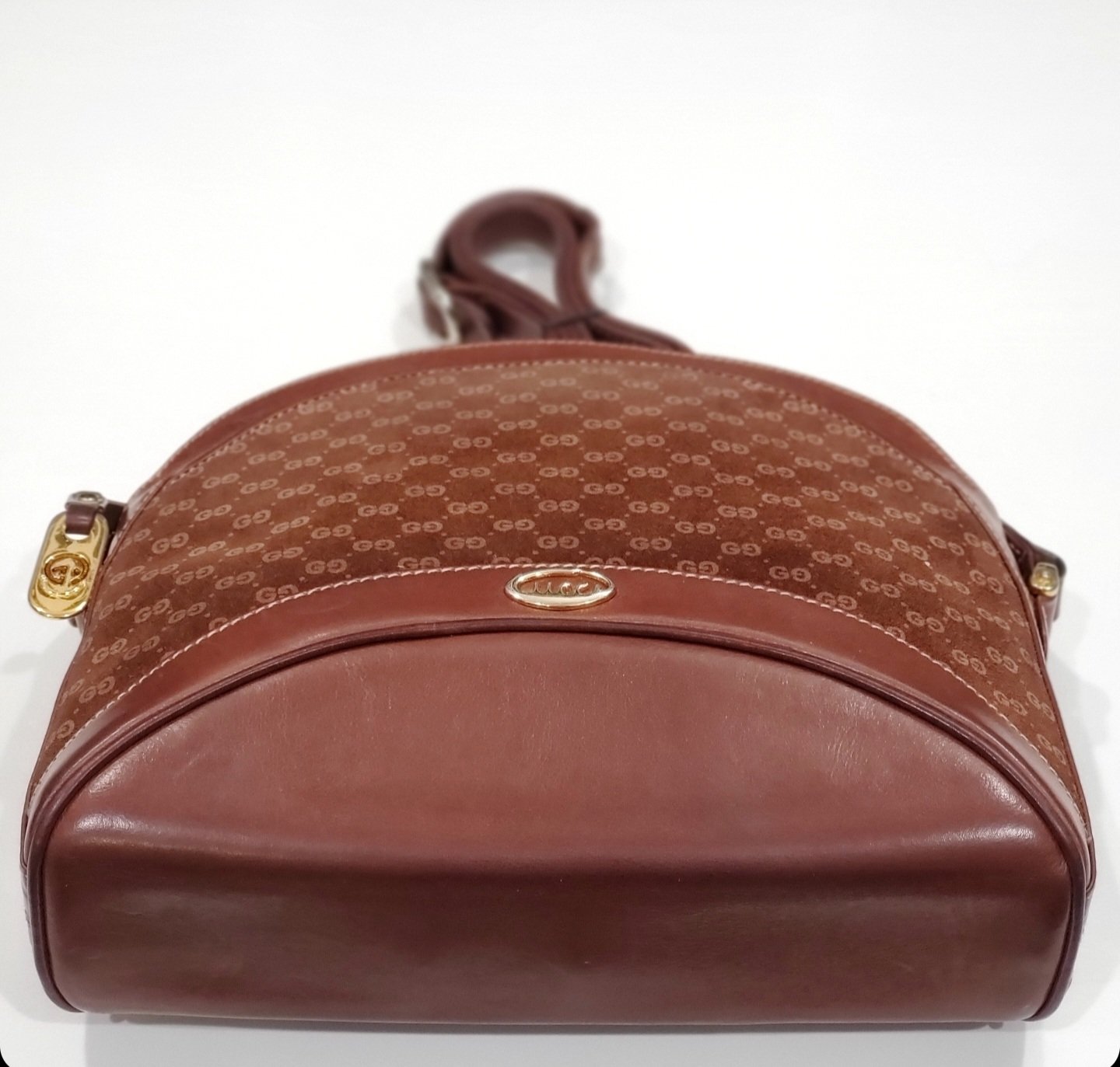VINTAGE GUCCI FINDS — Vtg. Gucci Brown Leather/Suede Mini Mono