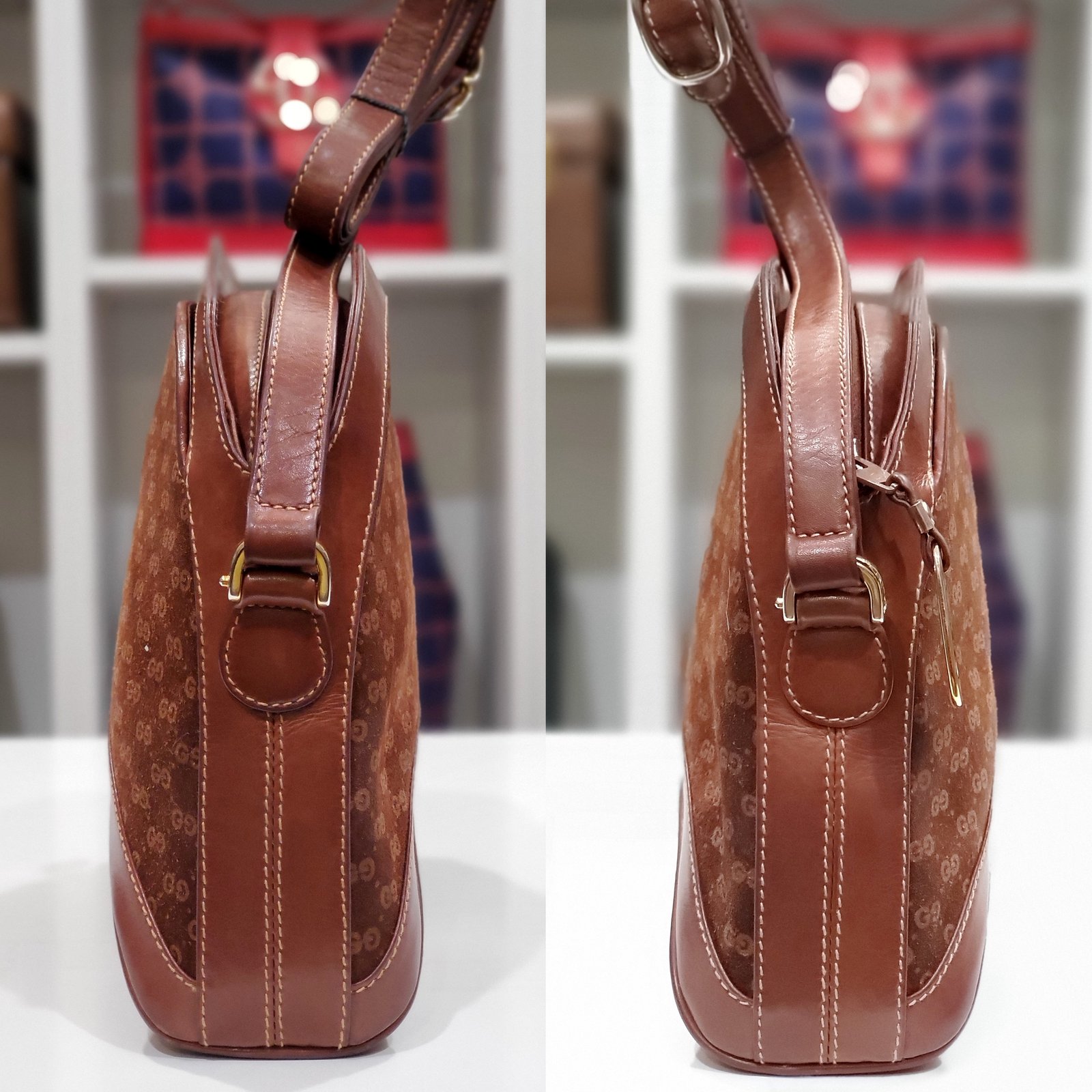 VINTAGE GUCCI FINDS — Vtg. Gucci Brown Leather/Suede Mini