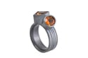 Silver Strata ring with a round and square orange citrine, set in oxidized silver.