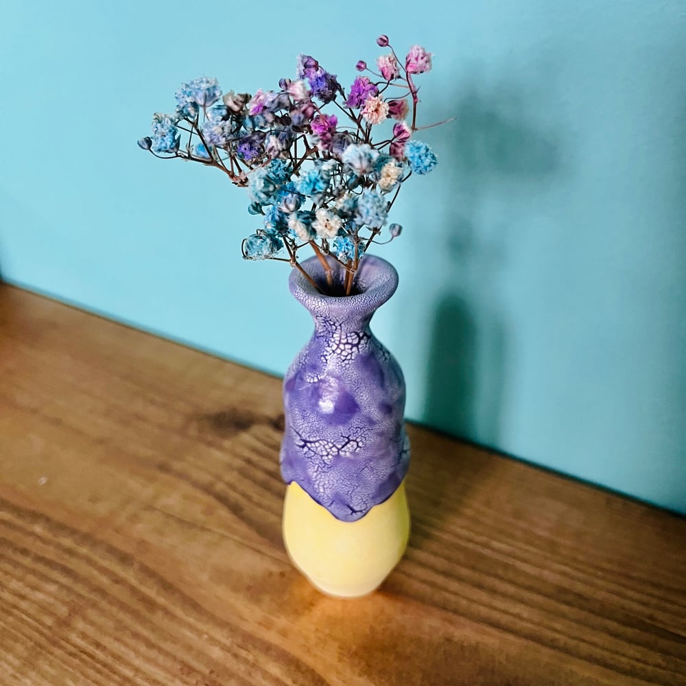 Image of Yellow /purple mini vase 