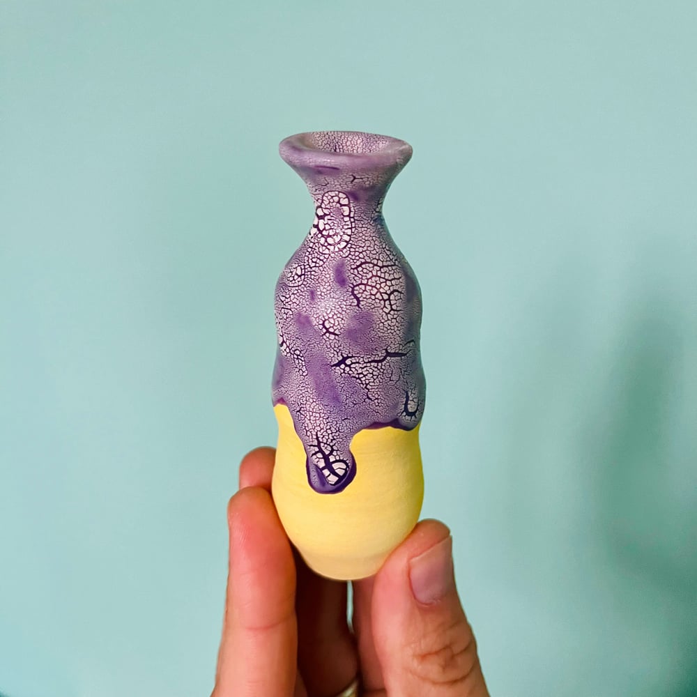 Image of Yellow /purple mini vase 
