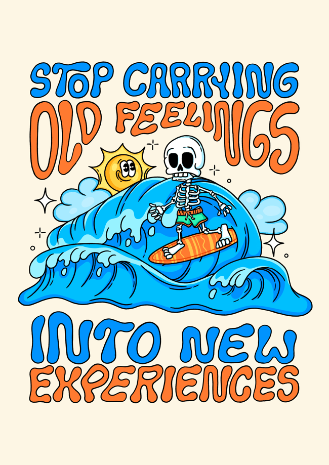 Surfing Skeleton - PRINT