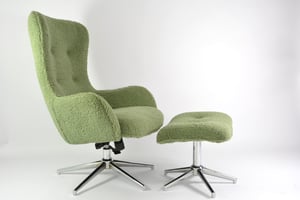 Image of Ensemble fauteuil et repose pied LAMB vert