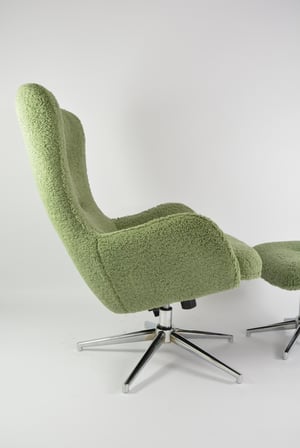 Image of Ensemble fauteuil et repose pied LAMB vert