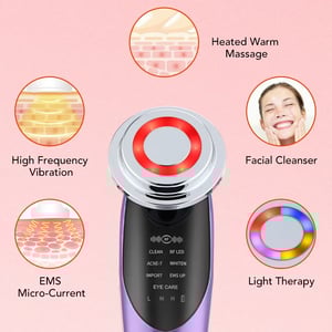 Image of 7 in 1 Face Lift Devices EMS RF Microcurrent Skin Rejuvenation Women Facial Massager Light Therapy 