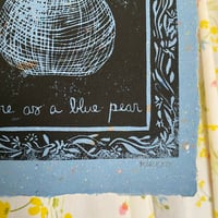 Image 4 of Rare as a Blue Pear Linocut on Handmade Paper