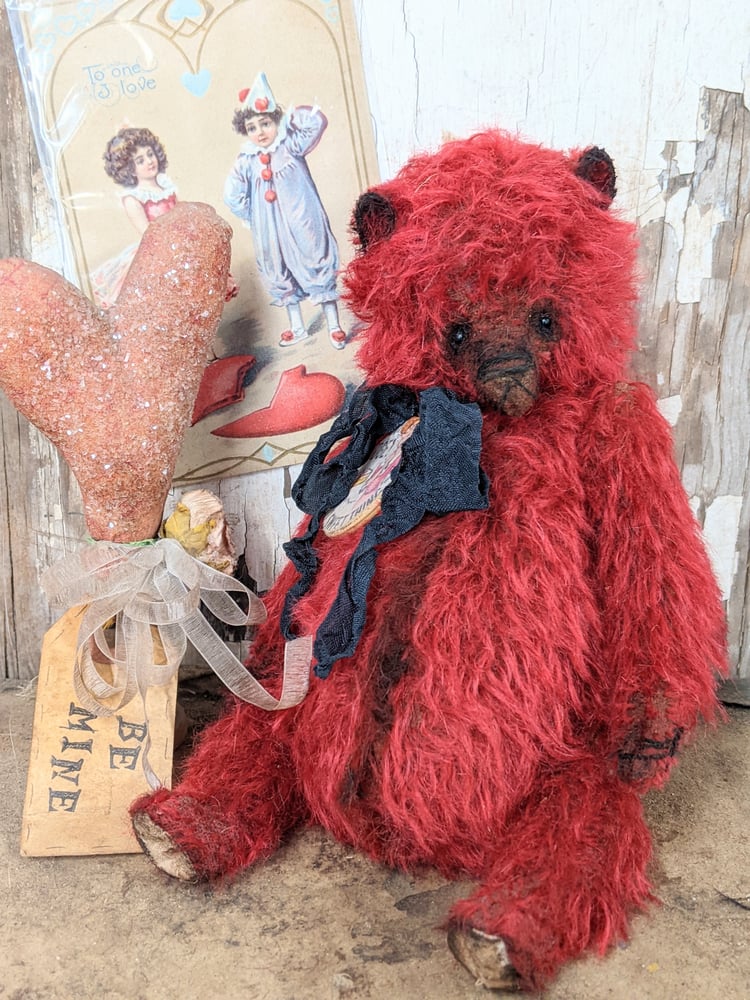 Image of OH Fudge You Sweet Thing! - 9" Vintage RED Mohair Teddy Bear w/  by Whendi's Bears