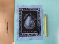 Image 1 of Rare as a Blue Pear Linocut on Handmade Paper