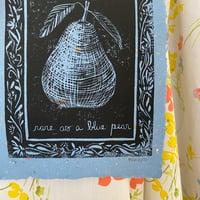 Image 5 of Rare as a Blue Pear Linocut on Handmade Paper