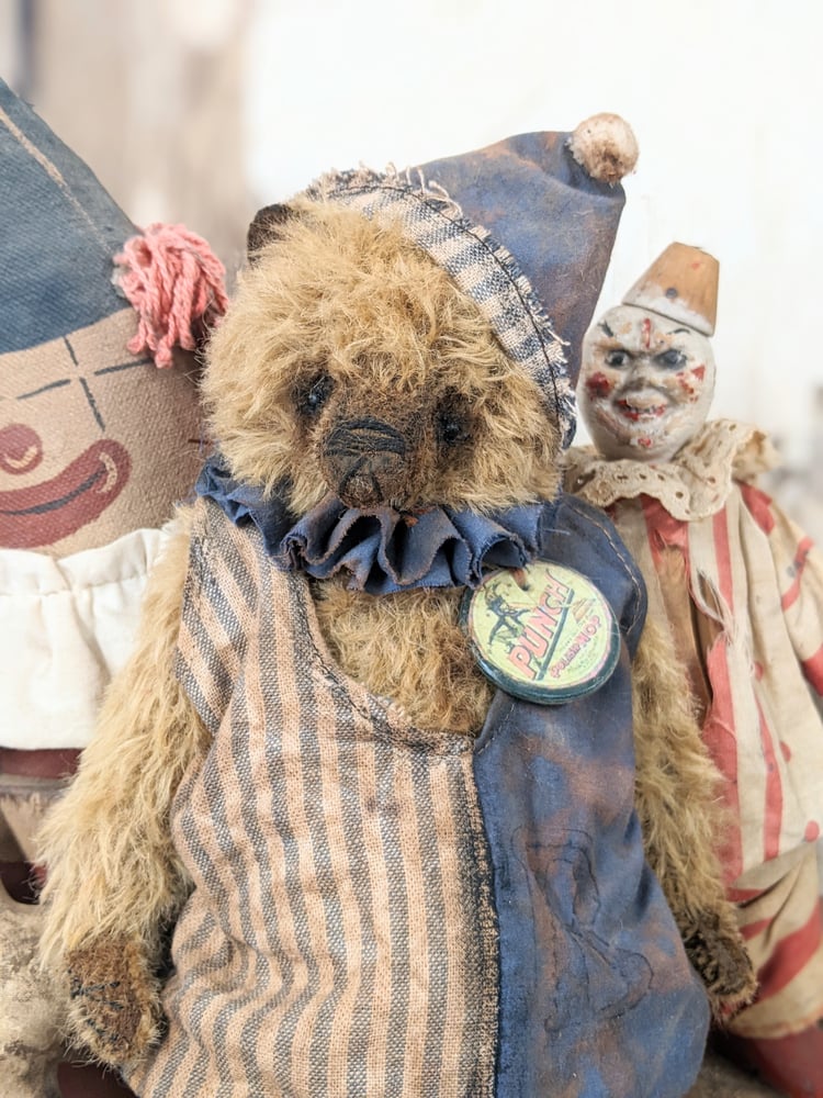 PUNCH - 9" Vintage Mohair Carnival Teddy Bear w/ aged romper outfit by ...