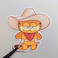 Image of Garfield Cowboy Waterproof Vinyl Sticker