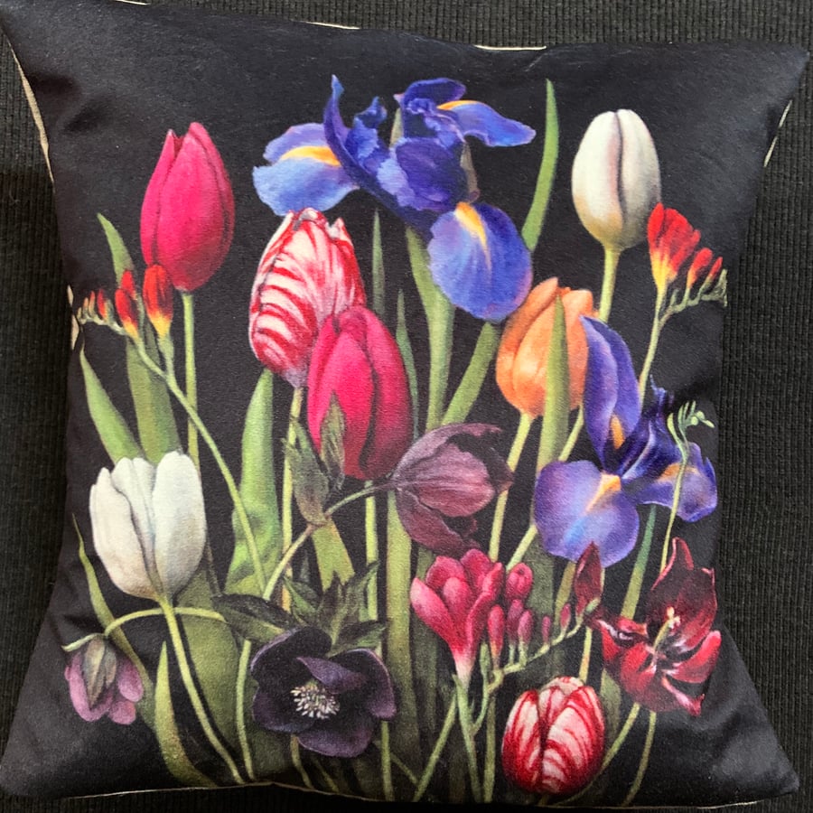 Image of Velvet Floral Cushion