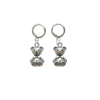 teddy bear silver huggie hoop earrings