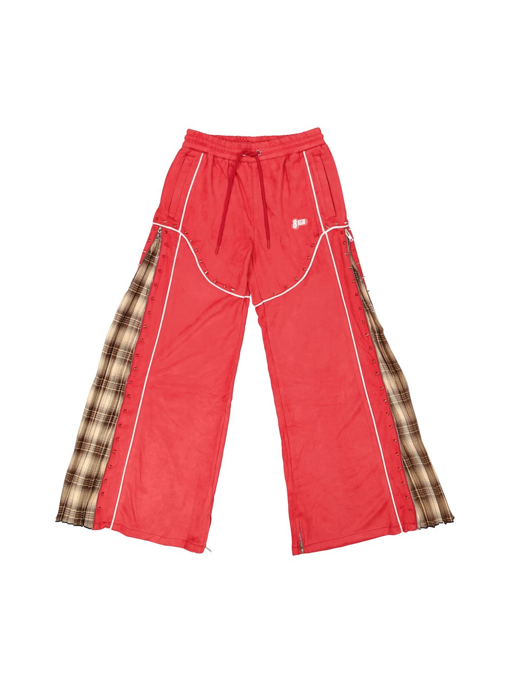 PLAID TRACKSUIT pants red