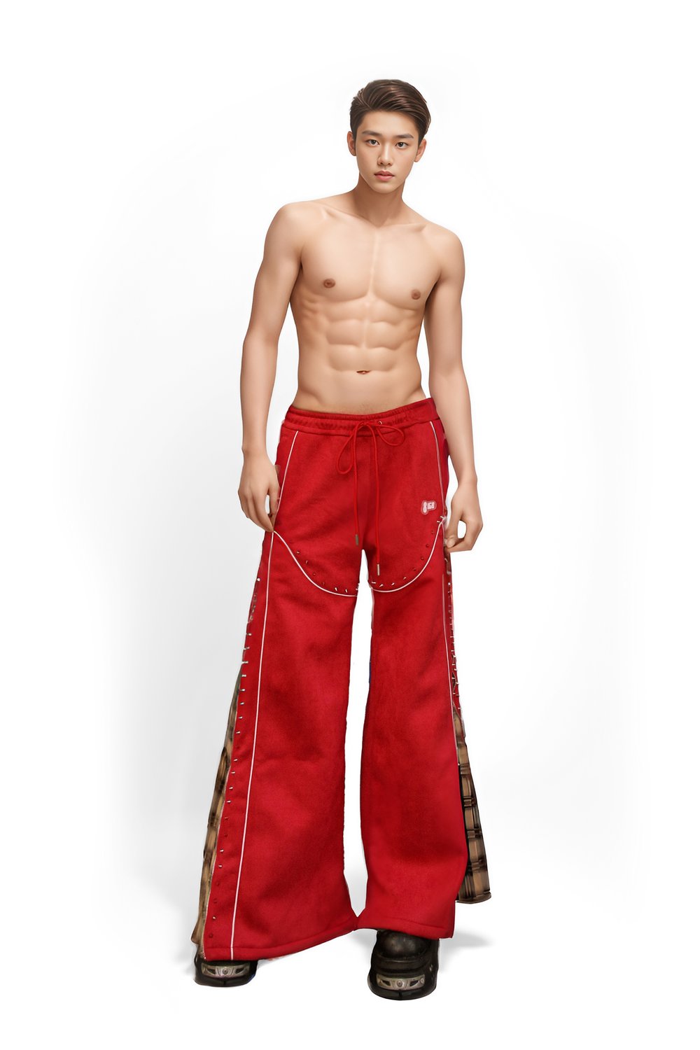 PLAID TRACKSUIT pants red