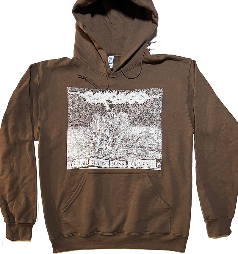 Image of Carcass " Flesh Ripping Sonic Torment " Hoodie Brown hooded Sweatshirt