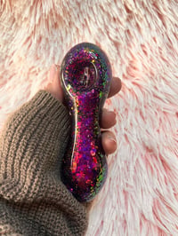 Image 2 of  Mardi Grass Freezable Glitter Glass Pipe  