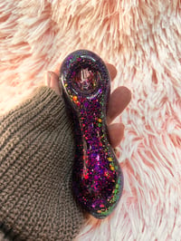 Image 4 of  Mardi Grass Freezable Glitter Glass Pipe  