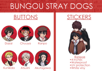Image 1 of Bungou Stray Dogs Buttons and Stickers