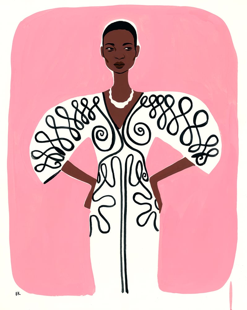 Image of Mara Hoffman original fashion illustration
