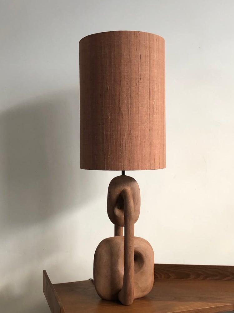 Image of concrete table lamp (red/brown)