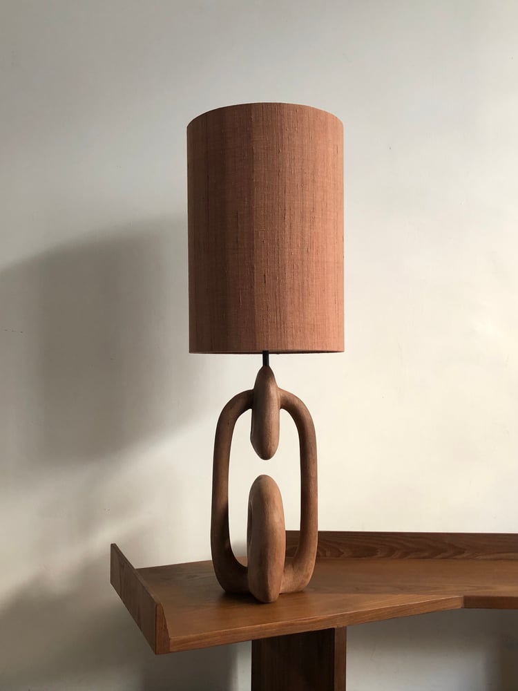 Image of concrete table lamp (red/brown)