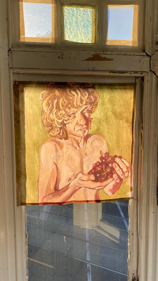 Boy with Grapes Bandanna/ Wall Hanging