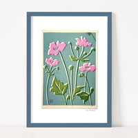 Image 1 of Pink Anenomes on Blue