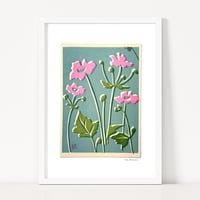 Image 2 of Pink Anenomes on Blue