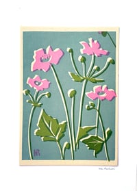 Image 3 of Pink Anenomes on Blue