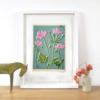 Image 5 of Pink Anenomes on Blue