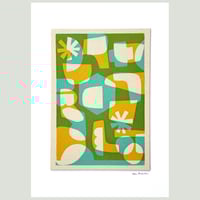Image 4 of Mustard Aqua Abstract Fabric Print