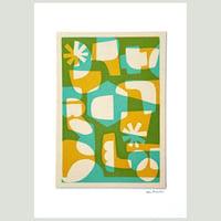 Image 3 of Mustard Aqua Abstract Fabric Print
