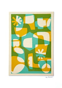 Image 4 of Mustard Aqua Abstract Fabric Print