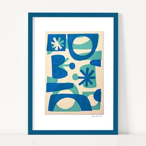 Image of Blue Shapes Fabric Print