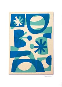 Image 4 of Blue Shapes Fabric Print