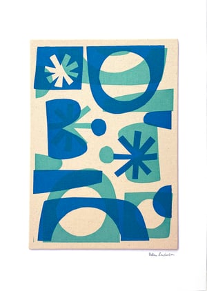 Image of Blue Shapes Fabric Print