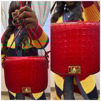 Red snakeskin feel crossbody handbag 