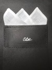 Image 2 of Prefolded 100% White Linen Three-Point Pocket Square 