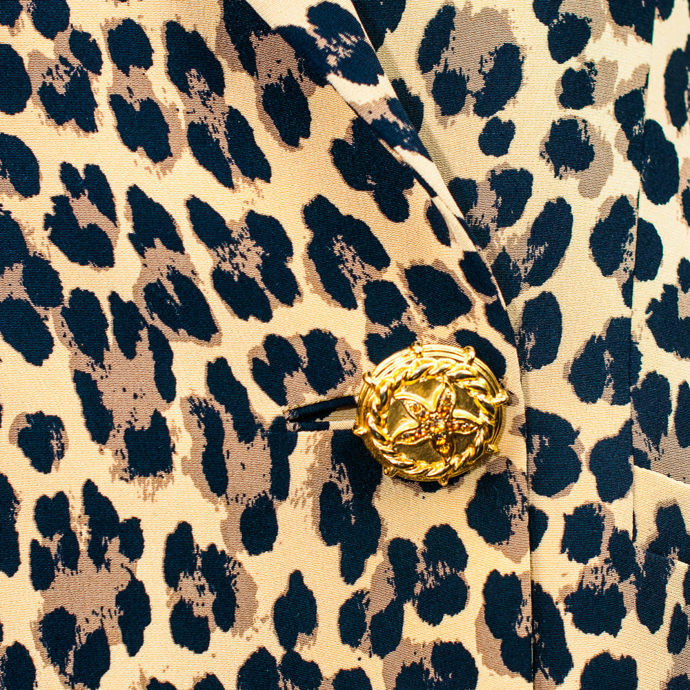Image of Gianni Versace 1992 Runway Leopard Print Silk Blazer