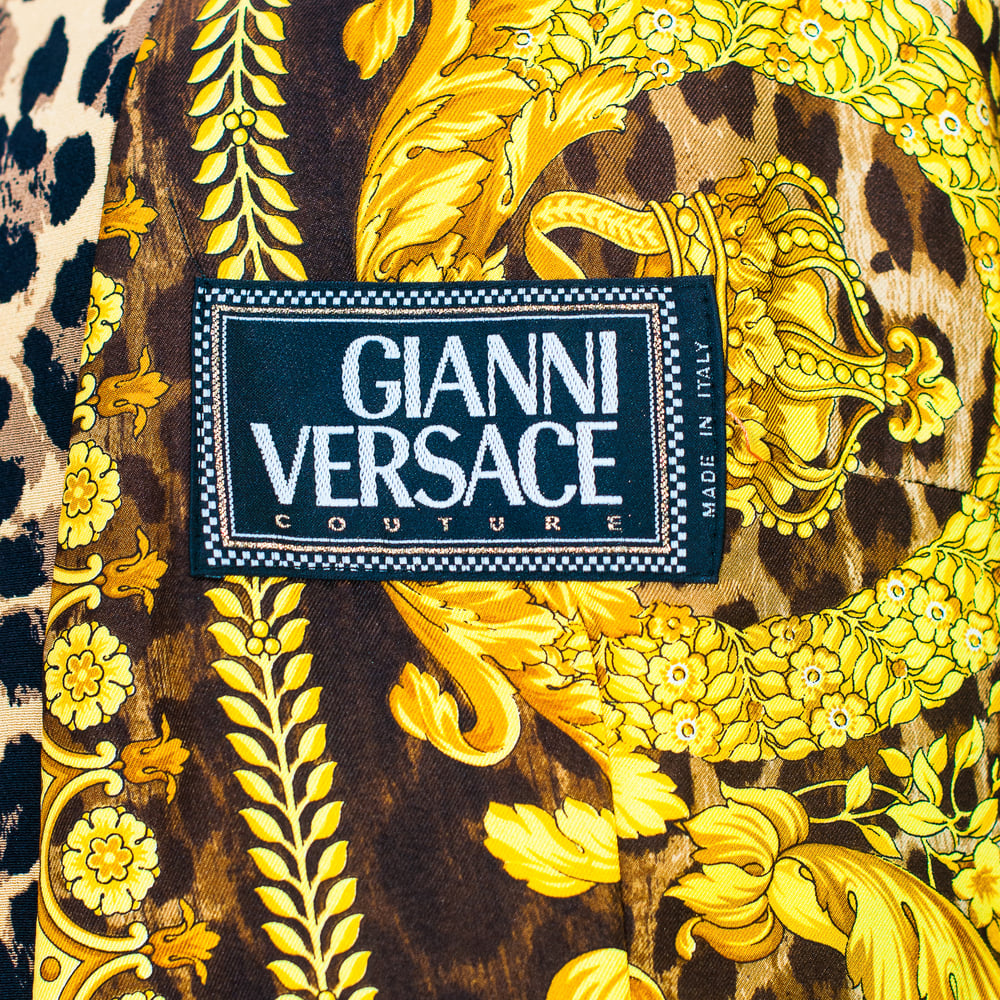 Image of Gianni Versace 1992 Runway Leopard Print Silk Blazer