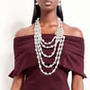 Layered Pearl and Brooch Necklace Set