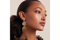 Image 1 of Brown Glitter Afro Hair Pick Earrings