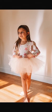 Image 1 of Cream with pink stars tutu leotard