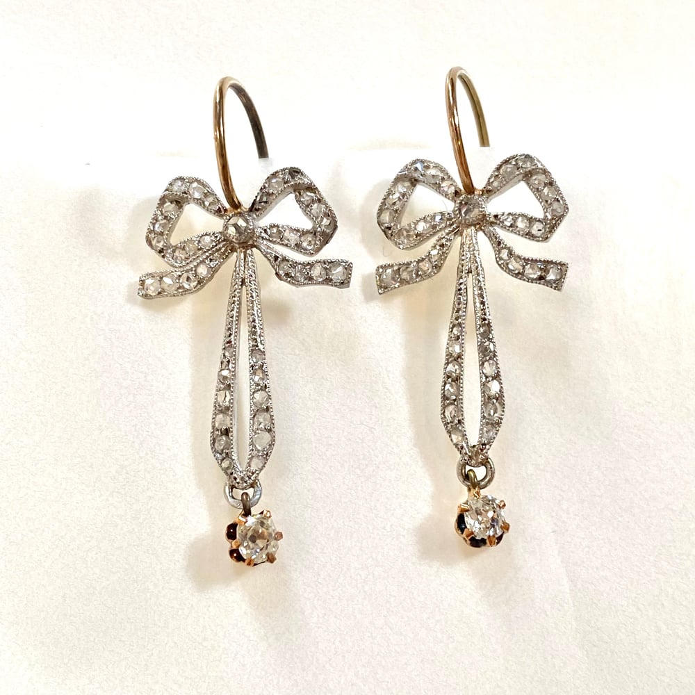 Image of  ANTIQUE DIAMOND BOW EARRINGS