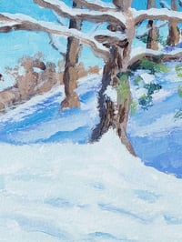 Image 1 of White Pine in Snowy Landscape -Original Acrylic Painting 