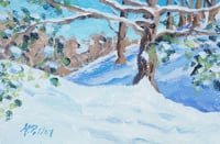 Image 3 of White Pine in Snowy Landscape -Original Acrylic Painting 