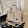 Fashion Classic Corturoy Letter Patched Design Tote Bag