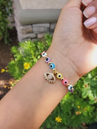 Image 1 of Multi Color Evil Eye Charm Bracelet